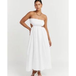 DISSH white linen dress with cut outs